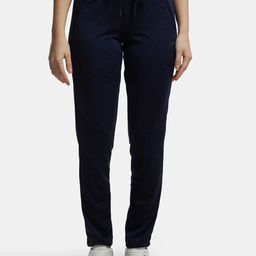 Jockey Women Dark Blue Solid Straight-Fit Track Pants-image-32