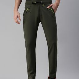 SHOWOFF Men Olive Solid Straight Fit Cotton Track Pants-image-28
