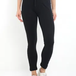 Fleximaa Women Black Solid Cotton Track Pants-image-50
