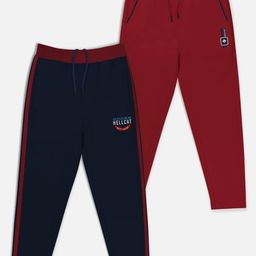 HELLCAT Boys Pack Of 2 Navy Blue & Maroon Solid Track Pants-image-72