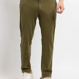 Status Quo Men Olive Green Solid Regular Pure Cotton Track Pants-image-33