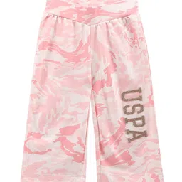 U.S. Polo Assn. Kids Girls Abstract Printed Pure Cotton Track Pants-image-74
