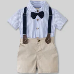 INCLUD Boys Striped Shirt Collar Short Sleeves Shirt with Shorts-picture-9