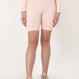 EVERDION Women Peach-Coloured Skinny Fit High-Rise Yoga Shorts-image-18