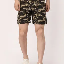 KLOTTHE Men Camouflage Printed Mid-Rise Cotton Shorts-image-27