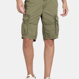 t-base Men Olive Green Cotton Cargo Shorts-image-67