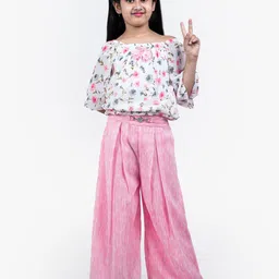 BURBN Girls Printed Off Shoulder Top With Palazzos-picture-20