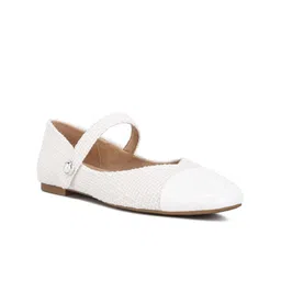 London Rag Tweed Mary Janes Textured Square Toe Fabric Ballerinas With Velcro-54