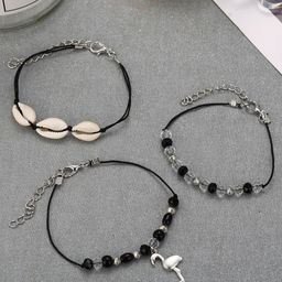 Young & Forever Set Of 3 Silver-Plated Artificial Beaded Anklets-image-94