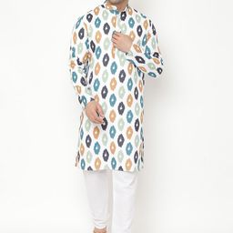 Hangup Men White Printed Kurta with Pyjamas-picture-12