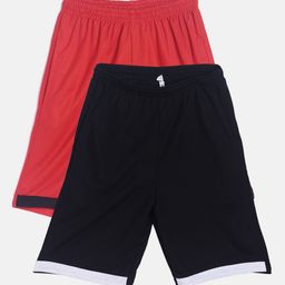 TINY HUG Boys Pack Of 2 Black And Red High-Rise Outdoor Shorts-33