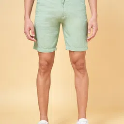 BYFORD by Pantaloons Men Mid Rise Cotton Linen Slim Fit Shorts-picture-1