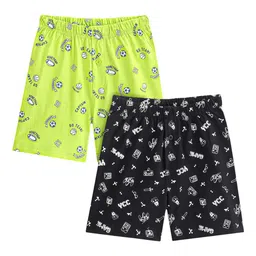 Honeyhap Pack Of 2 Boys Printed Regular Fit Mid-Rise Cotton Shorts-image-96