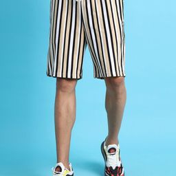 Campus Sutra Men White Striped Regular Fit Outdoor Shorts-image-101