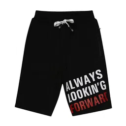 Alan Jones Boys Black Typography Printed Shorts-image-74