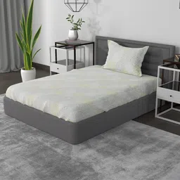 ROSARA HOME White & Olive Green Cotton 144 TC Single Bedsheet with 1 Pillow Covers-picture-24