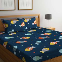 KLOTTHE Conversational 300 TC King Bedsheet with 2 Pillow Covers-image-44
