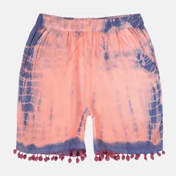 KiddoPanti Girls Tie & Dye Shorts With Pom Pom Lace-picture-30