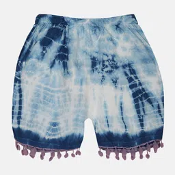 KiddoPanti Girls Tie & Dye Printed Regular Fit Mid-Rise Shorts-image-86
