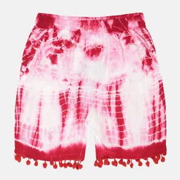 KiddoPanti Girls Tie & Dye Shorts With Pom Pom Lace-picture-31