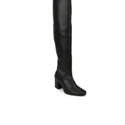 Truffle Collection Black PU Block Heeled Boots-26