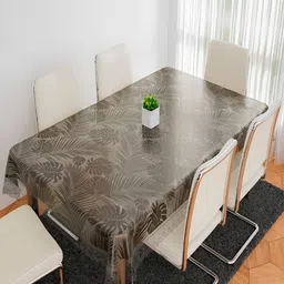 Kuber Industries Brown Leaf Printed 6-Seater Table Cover-36