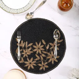 AIVIK Black & Yellow Beaded Floral Table Placemats-picture-6