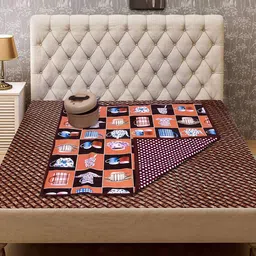 Kuber Industries Orange & Brown Waterproof Bed Food Mat-44
