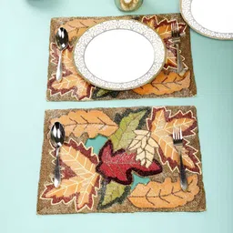 PURINA'S Brown & Maroon 2 Pieces Beaded Table Placemats-20