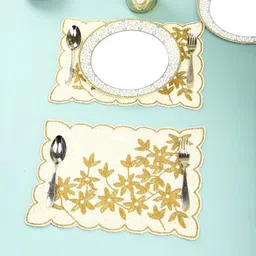 PURINA'S 2 Pcs White & Brown Beaded Table Placemats-15