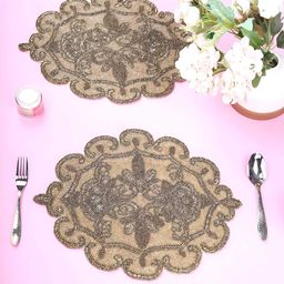 PURINA'S Cream- Colored & Brown Round Beaded Table Placemats-image-16