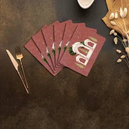 SPACE OF JOY 6 Pieces Brown & White Printed Anti-Slip Table Placemats-33