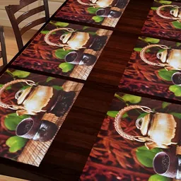 REVEXO Maroon & Green 6-pcs Printed Rectangular Table Placemats-20