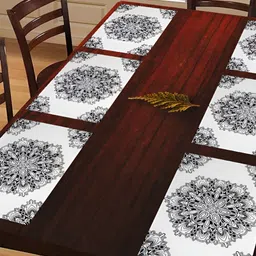 REVEXO Black & White 6Pcs Floral Table Placemats-10