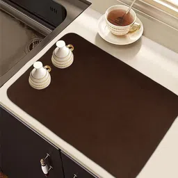 Kuber Industries 3 Pcs Brown & Lavender Rectangle Dish Drying Placemats-26