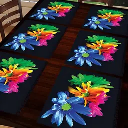 REVEXO Black & Pink 6 Pieces Printed Non-Slip Rectangular Table Placemats-20