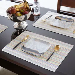 CDI 5-Pcs Red & Blue Stripped Rectangular Table Placemats-0