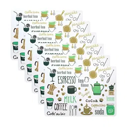 P-Plus International White & Green 6 Pieces Printed Rectangular Table Placemats-picture-57