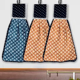 Kuber Industries Pack of 3 Geometric Printed Hanging Hand Towels-8