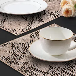 Dakshya Industries Gold 2 Pieces Rectangular Table Placemats-57