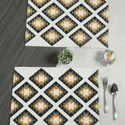 Soumya Grey & Black 6 Pieces Printed Cotton Table Placemats-33