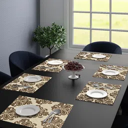Saral Home 6 Pieces Beige & Grey Ethnic Motifs Table Placemats-15