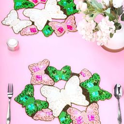 PURINA'S Cream & Green 2 Pieces Beaded Table Placemats-image-112