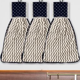 Kuber Industries Pack of 3 Chevron Printed Hanging Hand Towels-6