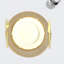 Kuber Industries Copper Toned 12 Pieces Round Table Placemats-56
