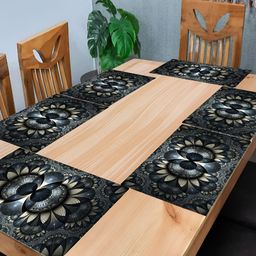 REVEXO Black 6-pcs Printed Rectangular Table Placemats-18