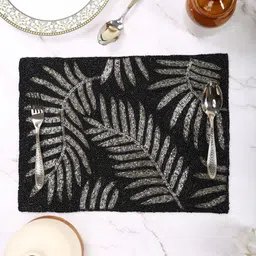 Aditya Impex Black & White 2 Pieces Leaf Table Placemats-image-72