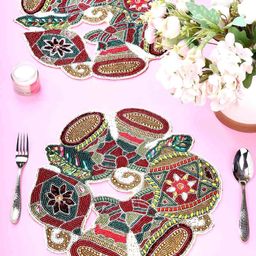 PURINA'S Green & Cream 2 Pieces Textured Beads Table Placemats-image-47