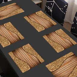 REVEXO Brown & Beige 6 Pieces Printed Rectangular Table Placemats-11