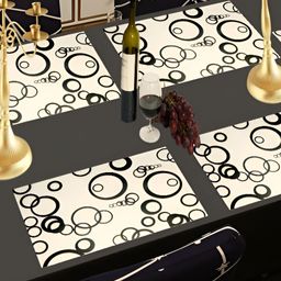 REVEXO White & Black 6 Pieces Printed Rectangular Table Placemats-50